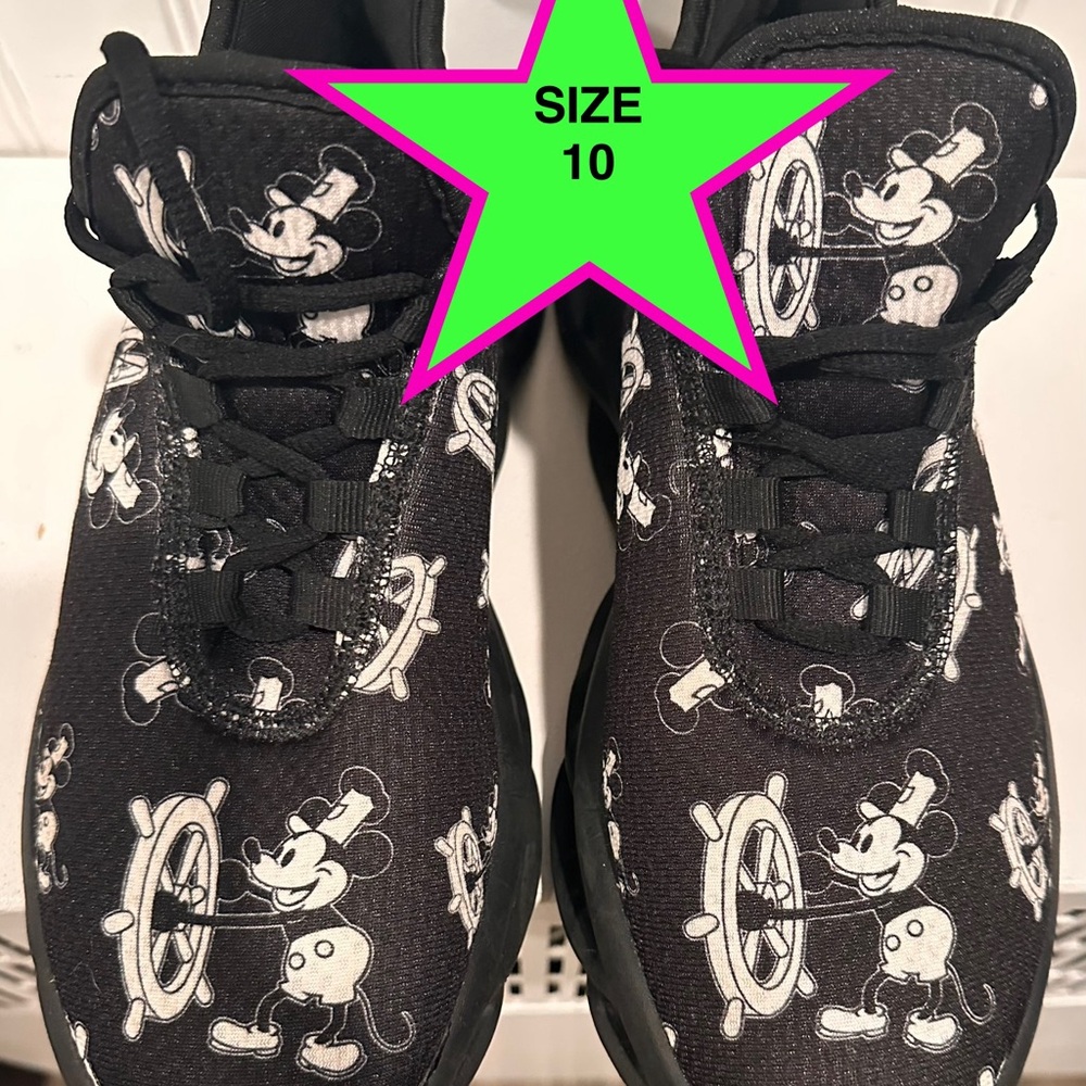 Disney’s steam boat Mickey  Black and White High-Top Sneakers
